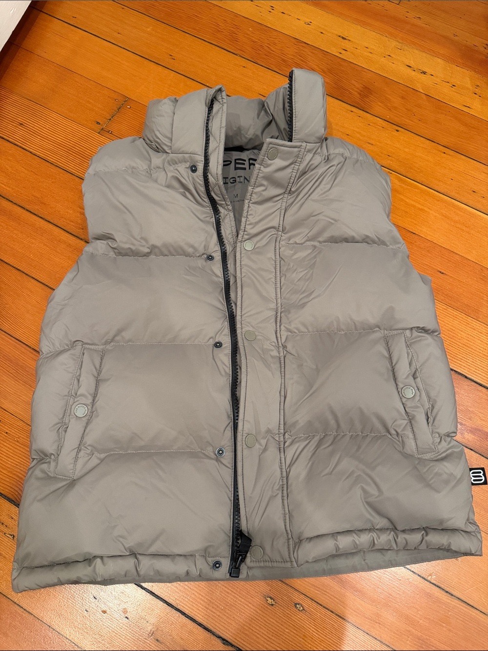Aritzia “Modern Taupe” Superpuff Vest with detachable hood